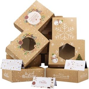Christmas Cookie Boxes, 16 Pack Bulk Kraft Paper Boxes